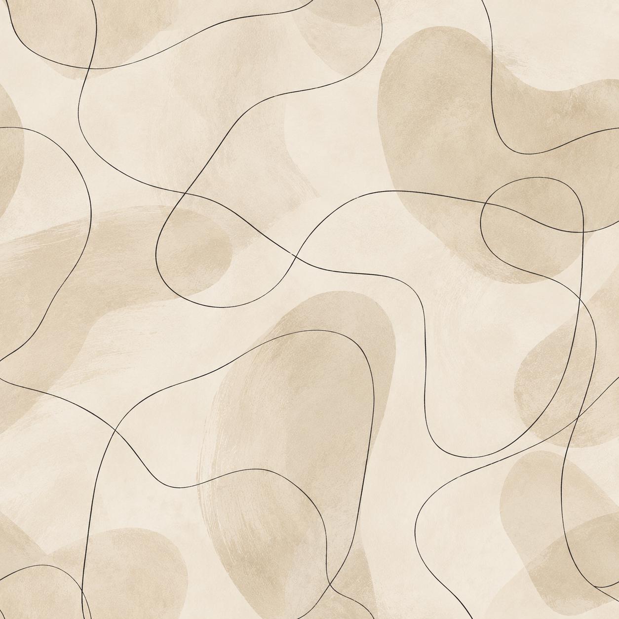 Cream Line Art Wallpaper: Black Abstract Wall Mural