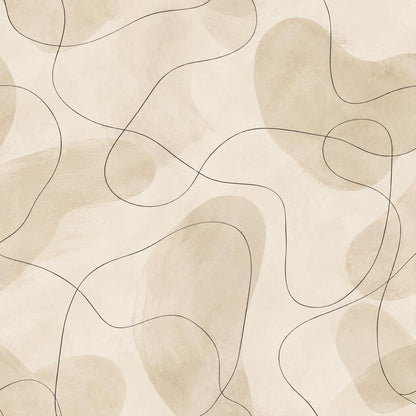 Cream Line Art Wallpaper: Black Abstract Wall Mural