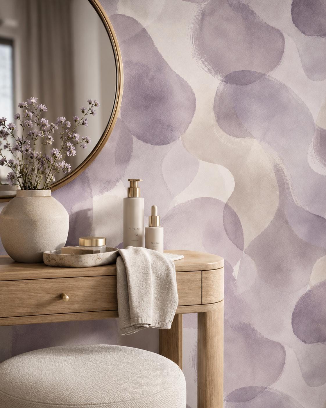 Soft Lavender Abstract Wallpaper: Muted Purple Wall Mural
