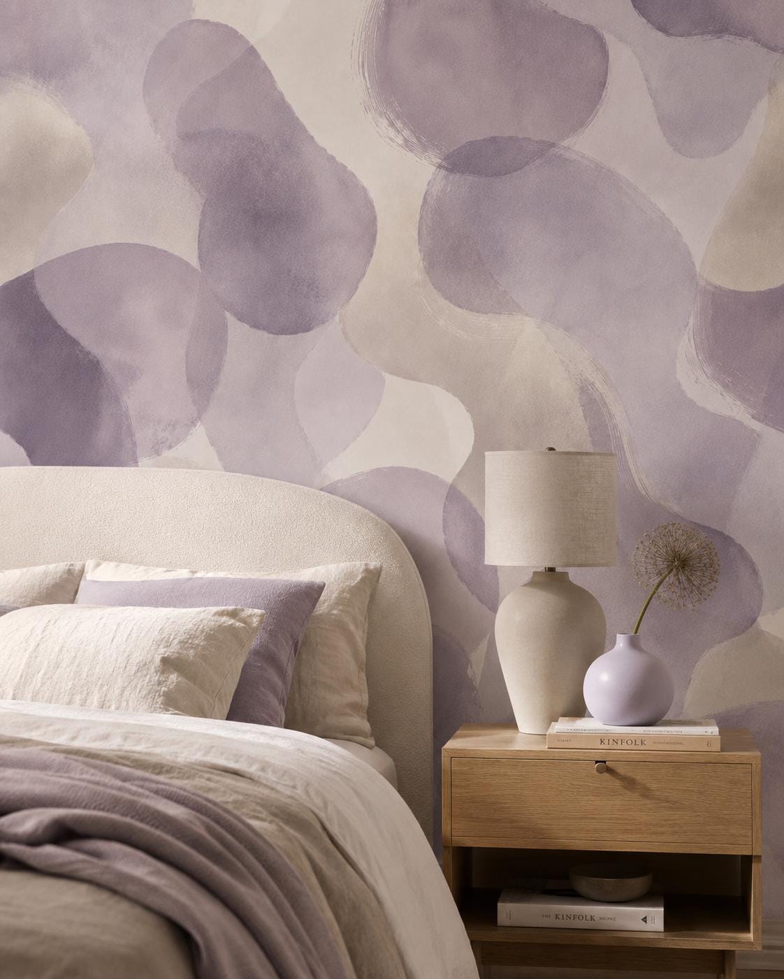 Soft Lavender Abstract Wallpaper: Muted Purple Wall Mural