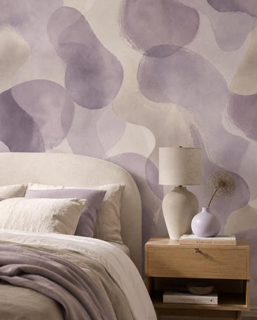 Soft Lavender Abstract Wallpaper: Muted Purple Wall Mural