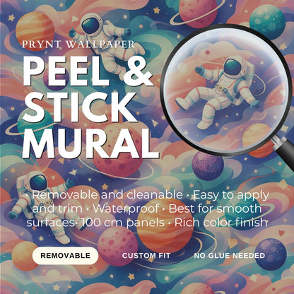 Space Kids Wallpaper: Astronaut Galaxy Peel and Stick Mural