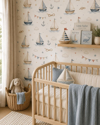 Sailing Wallpaper: Coastal Regatta Nursery Wall Mural