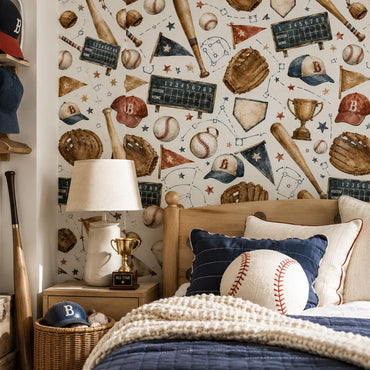 Baseball Rookie Wallpaper: Vintage Americana Wall Mural
