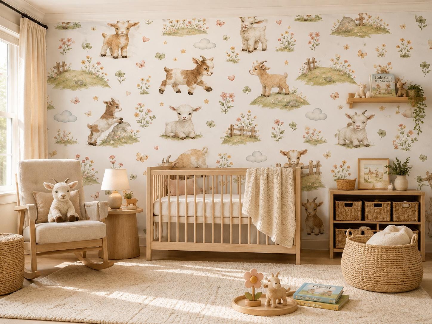Goat Wallpaper: Farm Animal Nursery Mural