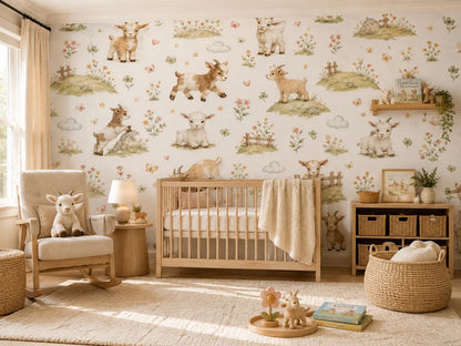 Goat Wallpaper: Farm Animal Nursery Mural