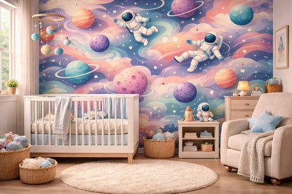 Space Kids Wallpaper: Astronaut Galaxy Peel and Stick Mural