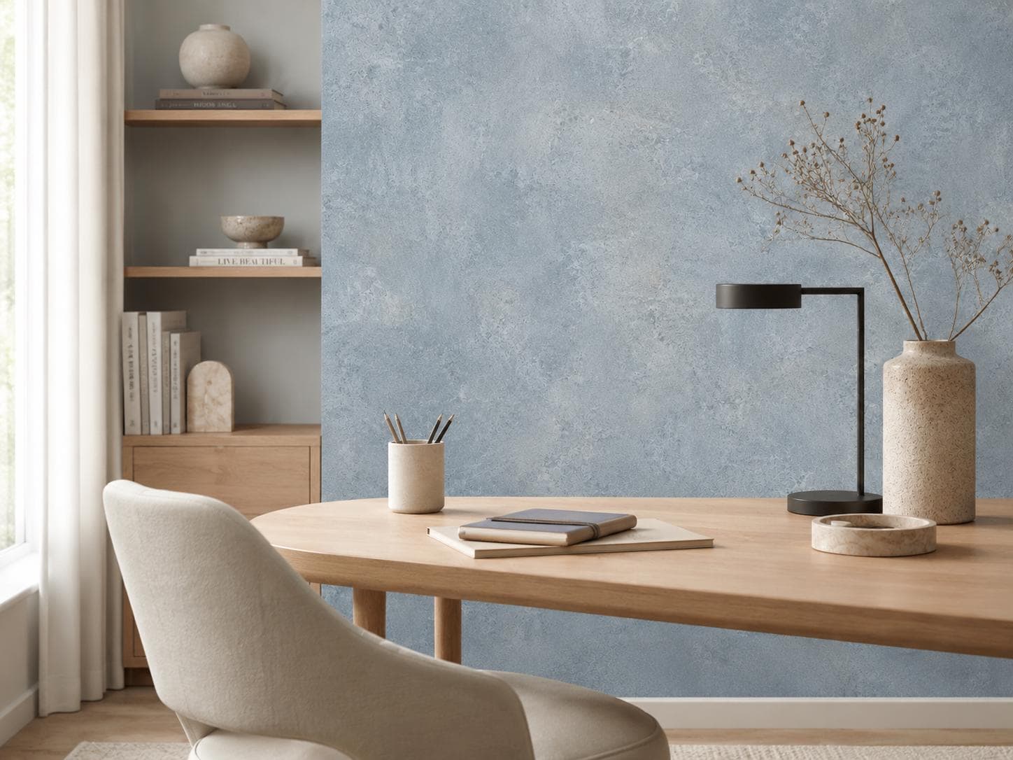 Dusty Blue Concrete Wallpaper: Soft Industrial Wall Mural