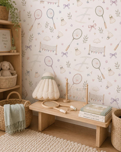 Badminton Wallpaper: Shuttlecock Sports Nursery Mural