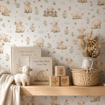 Sheep Wallpaper: Soft Farm Nursery Mural