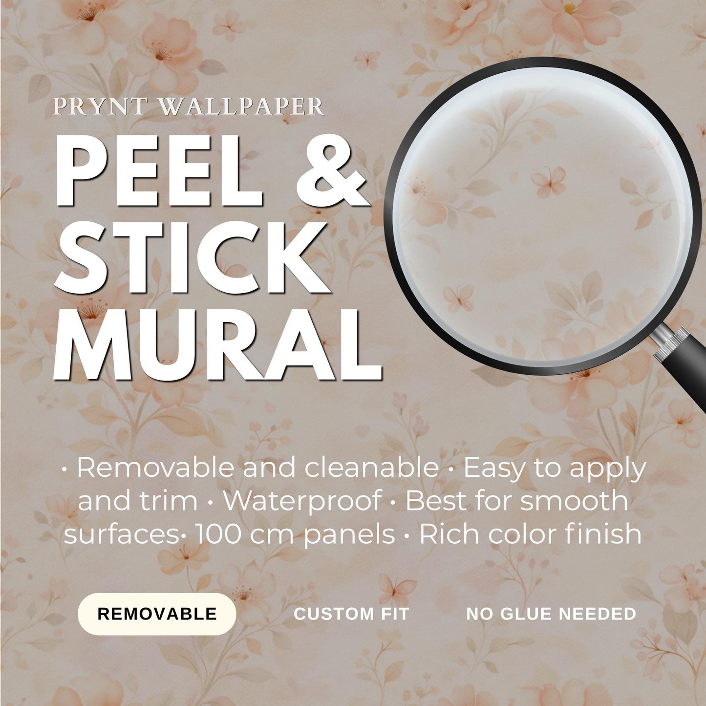 Peach Floral Wallpaper: Soft Pastel Flower Wall Mural (Peel and Stick)