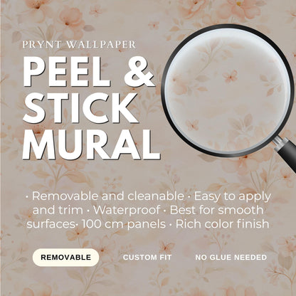 Peach Floral Wallpaper: Soft Pastel Flower Wall Mural (Peel and Stick)