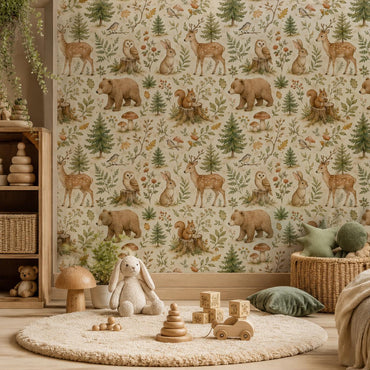 Forest Animal Wallpaper: Woodland Nursery Wall Mural