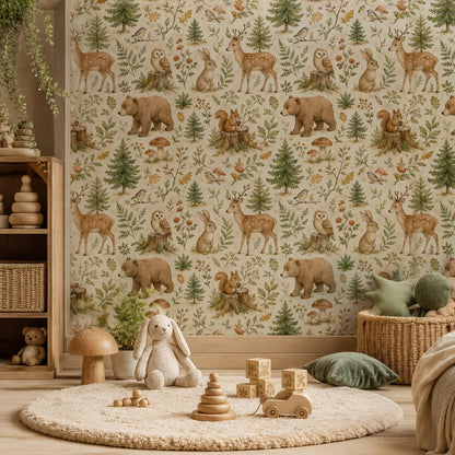 Forest Animal Wallpaper: Woodland Nursery Wall Mural