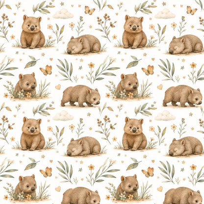 Wombat Outback Wallpaper: Australian Animal Nursery Mural