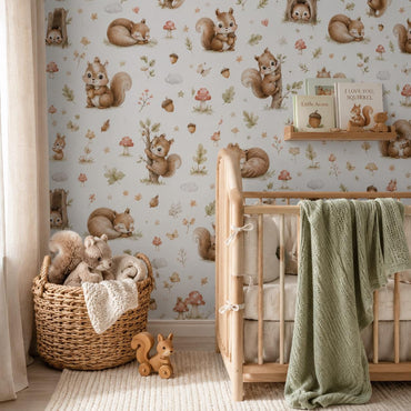 Squirrel Wallpaper: Woodland Nursery Wall Mural