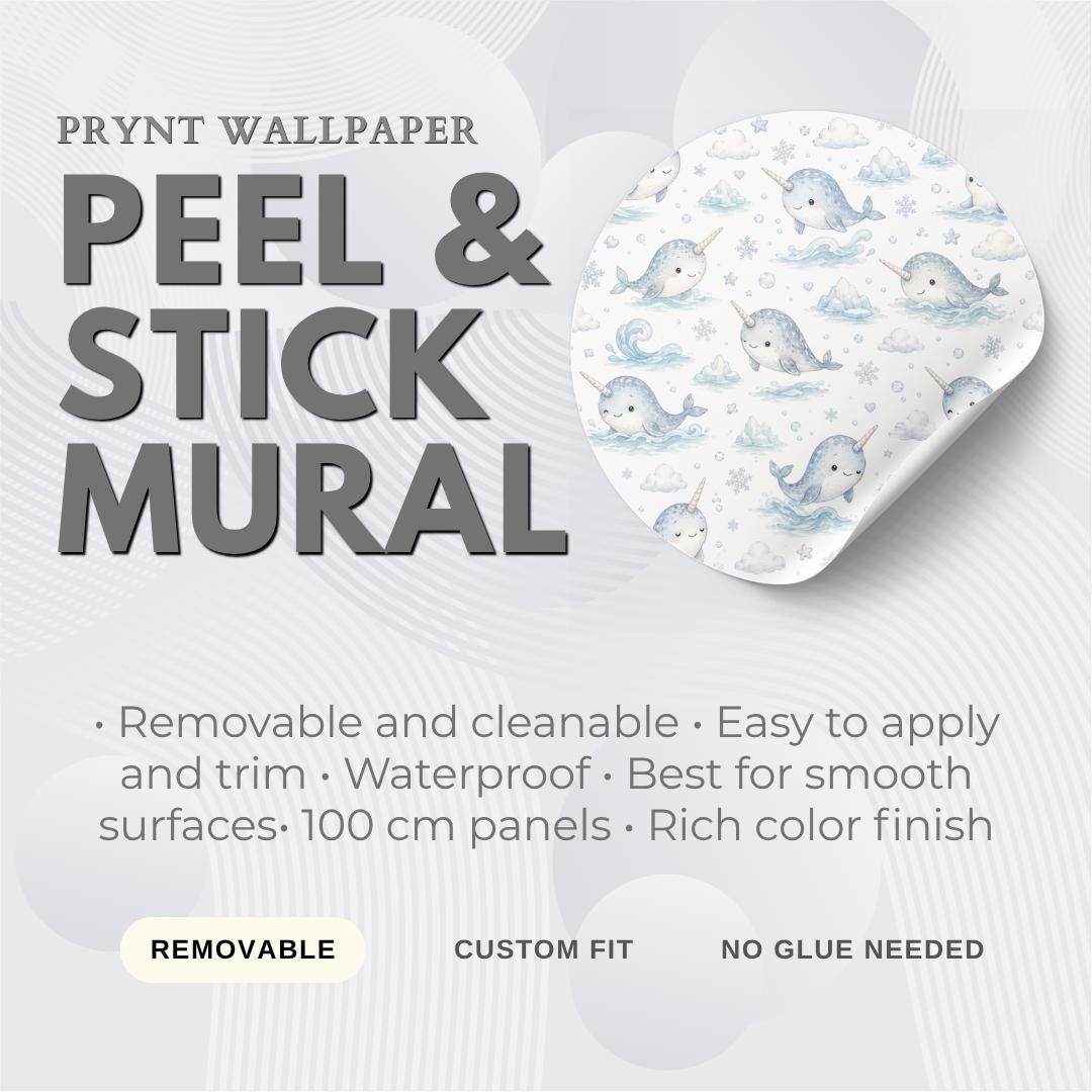 Narwhal Arctic Wallpaper: Ocean Animal Nursery Mural