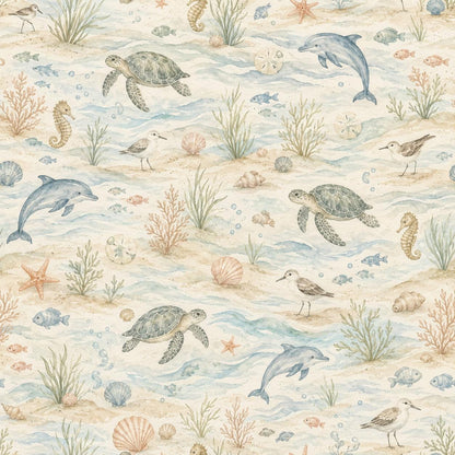 Seaside Animal Wallpaper: Coastal Nursery Wall Mural