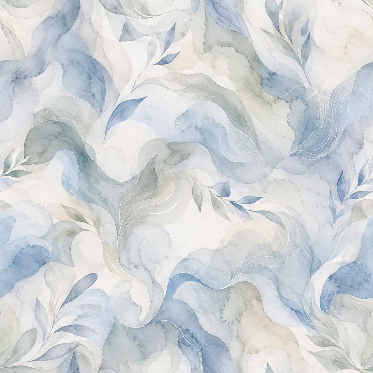 Mist Blue Abstract Wallpaper: Soft Organic Wall Mural