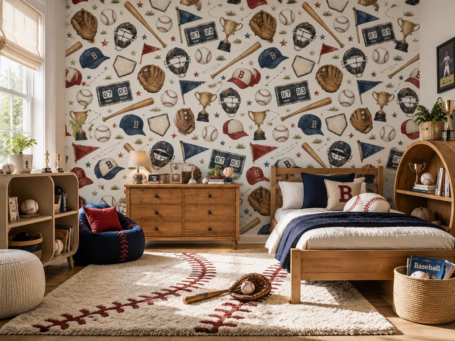 Baseball All Stars Wallpaper: Kids Sports Wall Mural