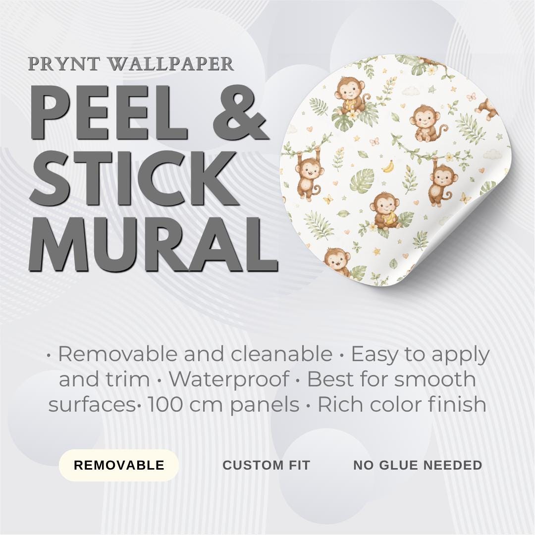 Monkey Jungle Wallpaper: Tropical Animal Nursery Wall Mural