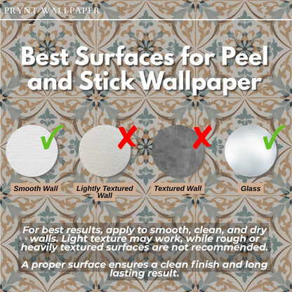 Vintage Mediterranean Tile Wallpaper Peel and Stick Blue Beige Wall Mural