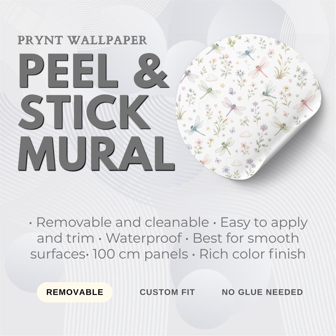Dragonfly Meadow Wallpaper: Floral Nature Nursery Mural