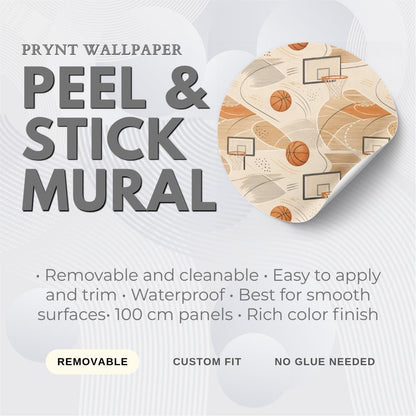 Kids Basketball Wallpaper: Court Wall Mural for Boys Room