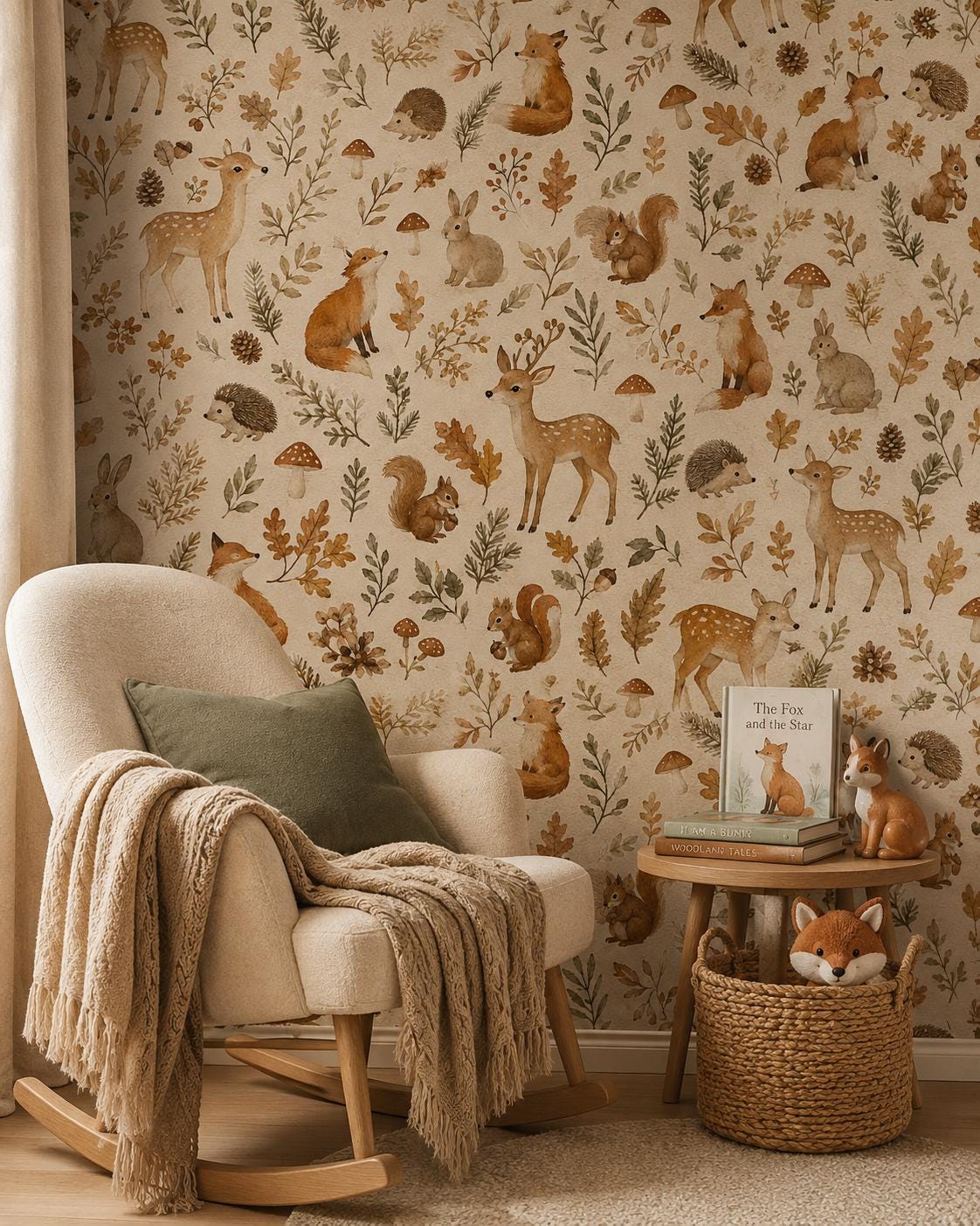 Autumn Woodland Animal Wallpaper: Cozy Forest Nursery Wall Mural