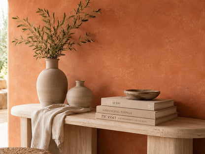 Terracotta Plaster Wallpaper: Warm Clay Wall Mural