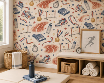 Track Star Wallpaper: Kids Running Sports Wall Mural