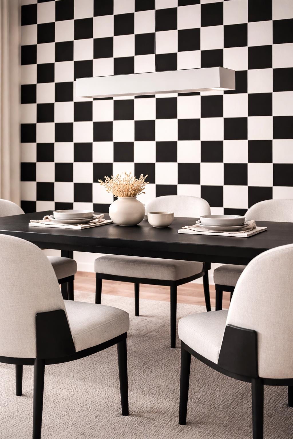 Black Checkerboard Wallpaper: Bold Geometric Tile Wall Mural