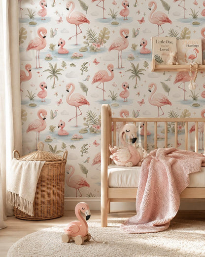 Flamingo Wallpaper: Pink Bird Nursery Mural