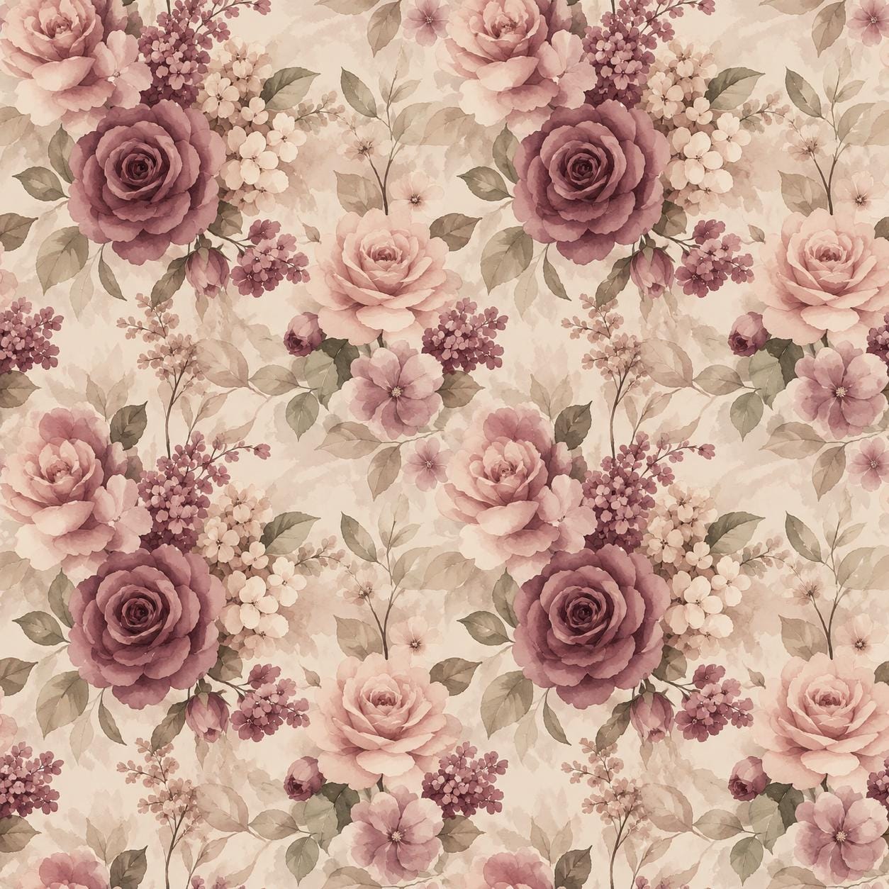 Mauve Rose Floral Wallpaper: Romantic Botanical Wall Mural