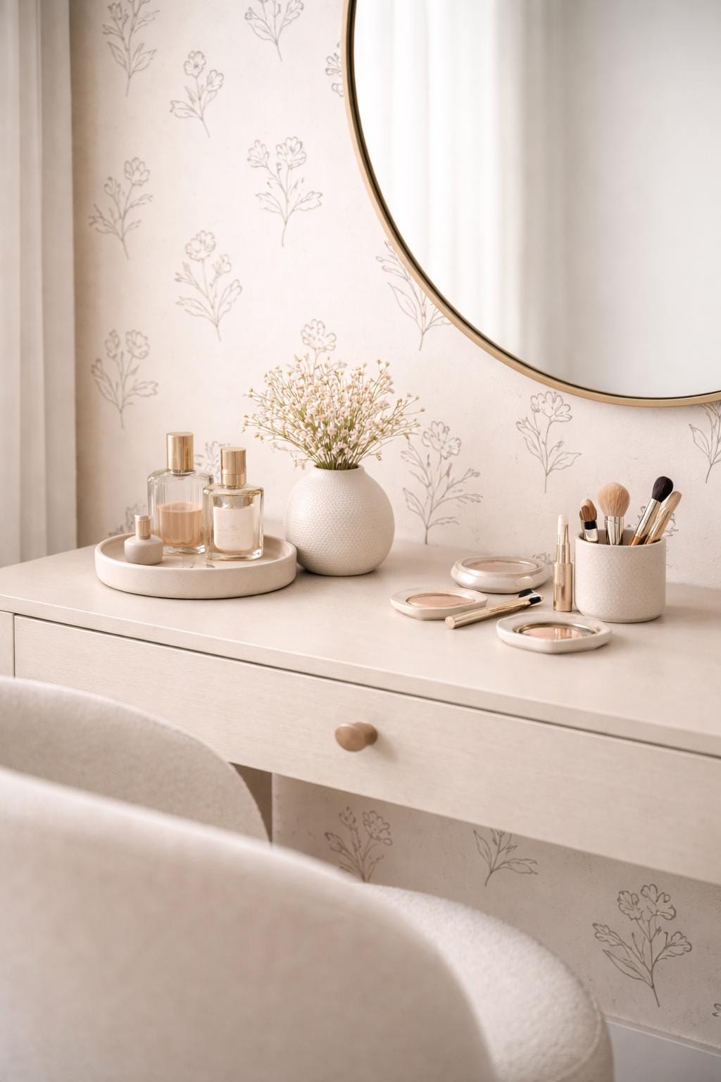 Floral Line Wallpaper: Minimal Botanical Wall Mural