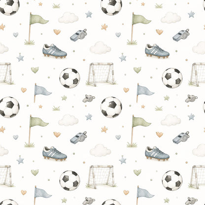 Custom Soccer Ball Nursery Wallpaper: Sports Theme Peel and Stick Mural