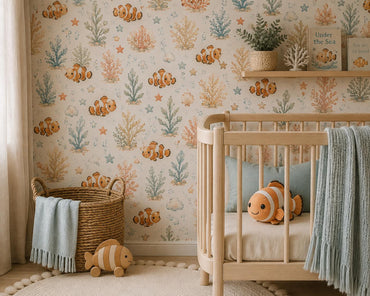 Clownfish Reef Wallpaper: Coral Ocean Nursery Wall Mural