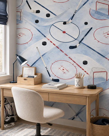 Kids Hockey Wallpaper: Ice Rink Wall Mural for Boys Room