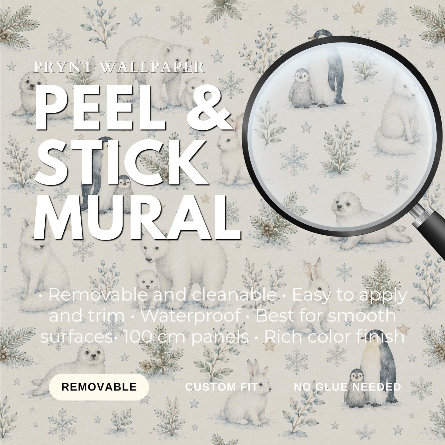 Snow Animal Wallpaper: Arctic Nursery Wall Mural