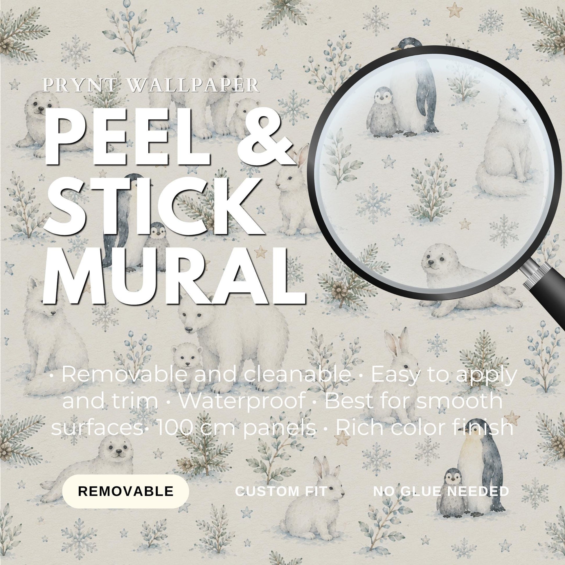 Snow Animal Wallpaper: Arctic Nursery Wall Mural