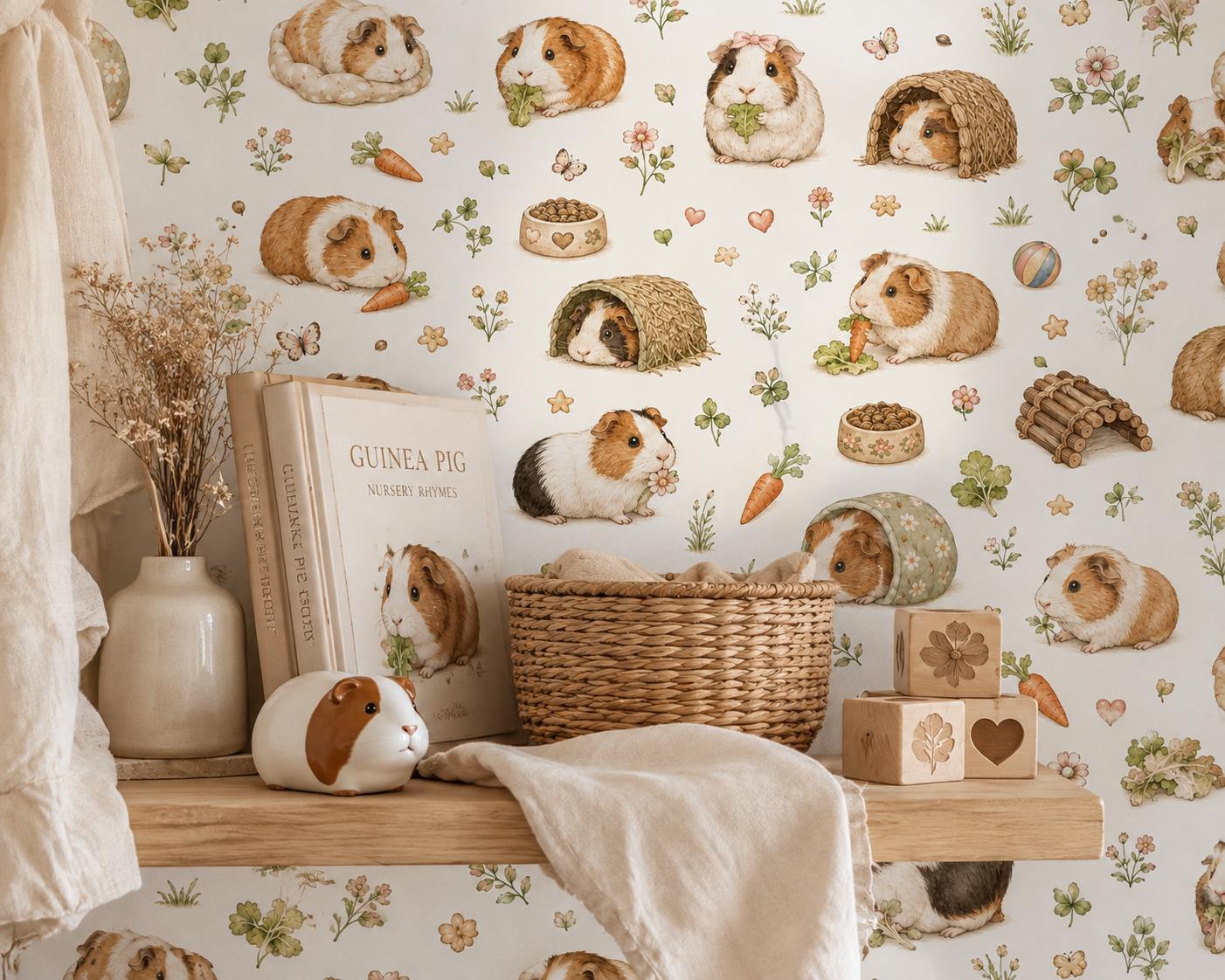 Guinea Pig Wallpaper: Sweet Pet Nursery Mural