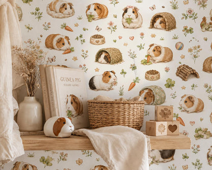 Guinea Pig Wallpaper: Sweet Pet Nursery Mural