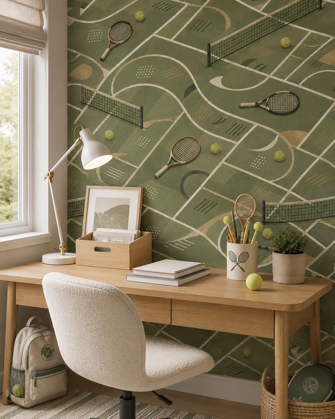 Kids Tennis Wallpaper: Court Wall Mural for Kids Room