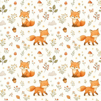 Fox Wallpaper: Floral Woodland Nursery Mural