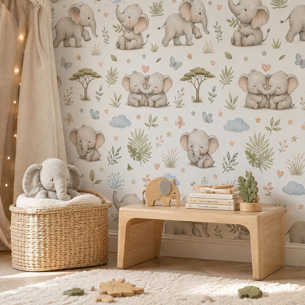 Elephant Wallpaper: Safari Nursery Wall Mural