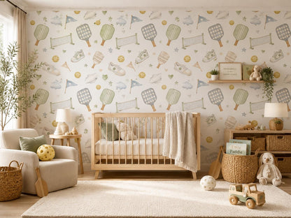 Pickleball Paddle Wallpaper: Court Sports Nursery Mural