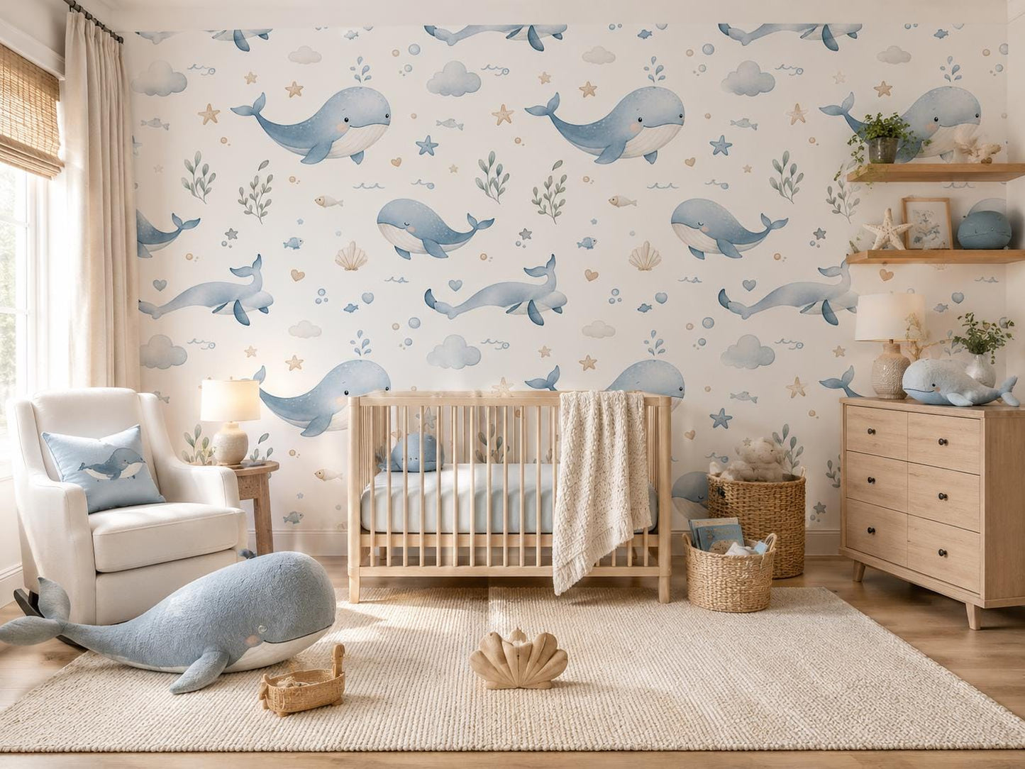 Whale Wallpaper: Ocean Nursery Wall Mural