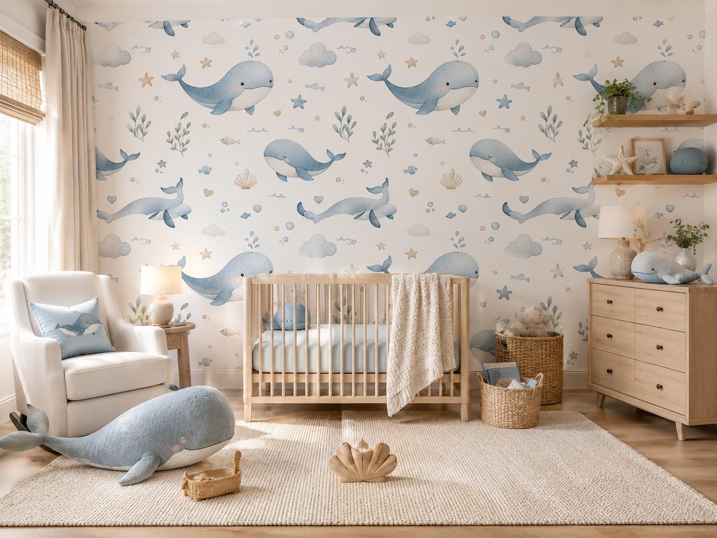 Whale Wallpaper: Ocean Nursery Wall Mural