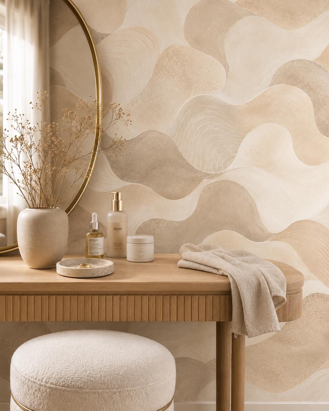 Champagne Abstract Wallpaper: Soft Pearl Wall Mural