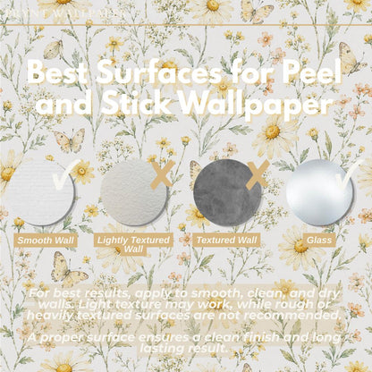 Yellow Daisy Wallpaper: White Cottage Floral Wall Mural